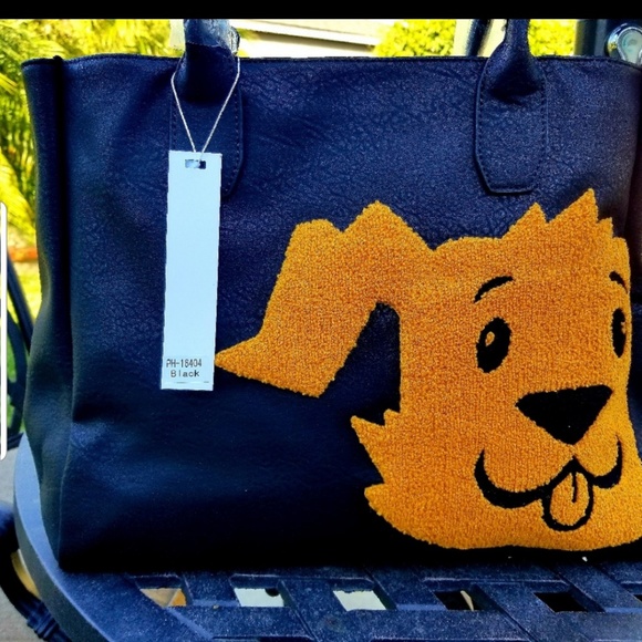 🌼 1 left! Vegan Leather Black Dog Tote - Picture 8 of 8